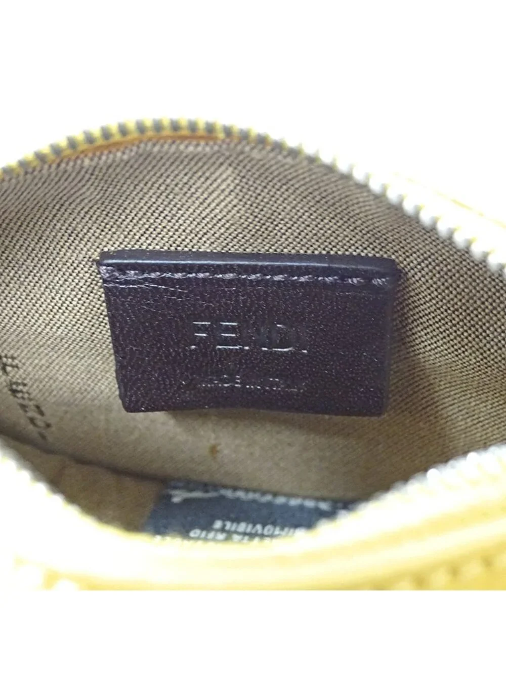 Fendi Pouch Leather Wool Yellow Taco Motif